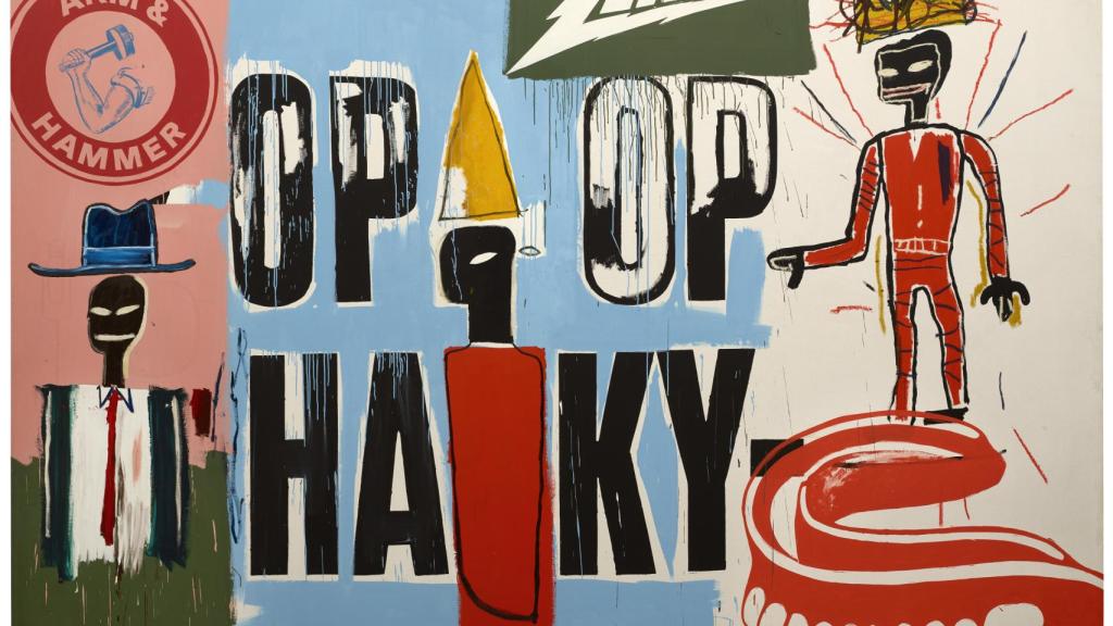 Jean-Michel Basquiat y Andy Warhol: 'OP OP', 1984-1985. Collection Bischofberger, Männedorf-Zurich, Suisse. ©The Estate of Jean-Michel Basquiat. Licensed by Artestar, New York. ©The Andy Warhol Foundation for the Visual Arts, Inc. / Licensed by ADAGP, Paris 2023