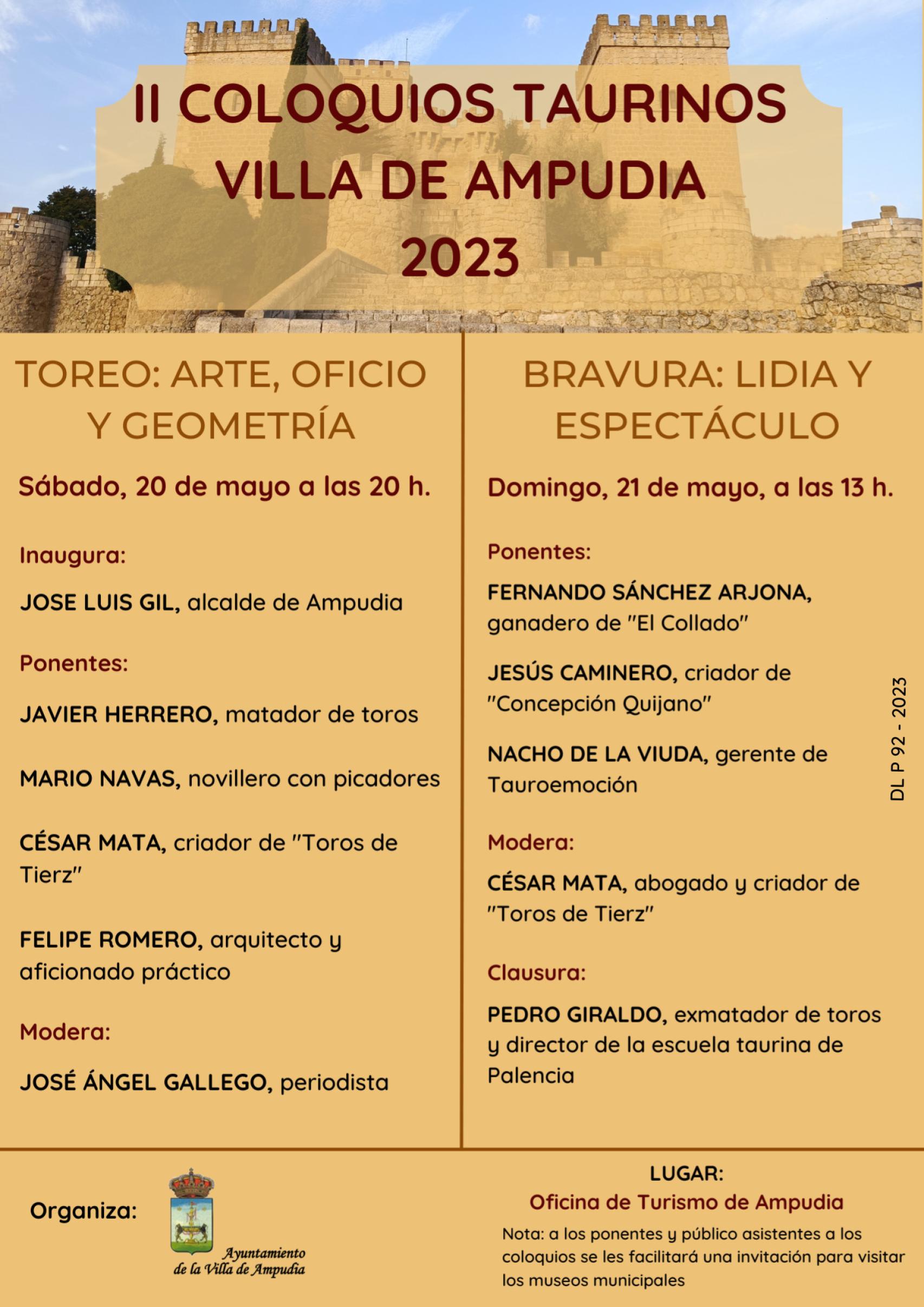 Cartel de los II Coloquios Taurinos de Ampudia.