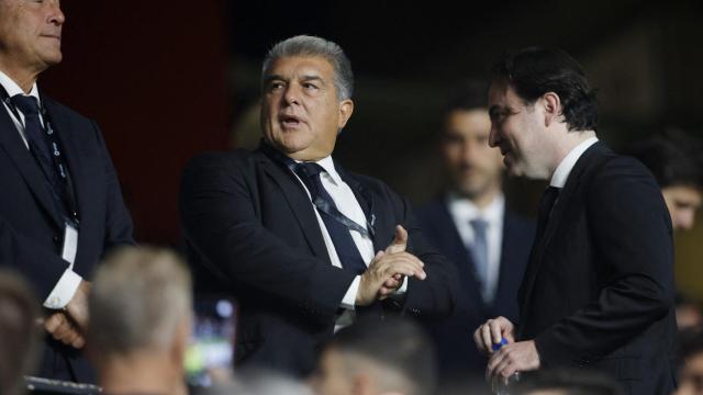 Laporta, durante un partido del FC Barcelona.