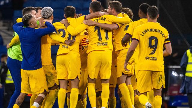 Los jugadores del FC Barcelona, celebrando La Liga 2022/2023