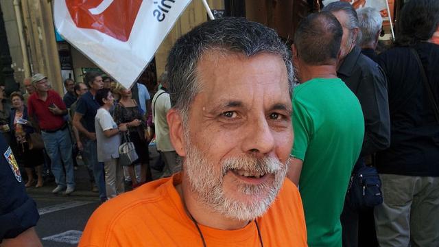 Joan Sorribes, condenado a 16 años de prisión, en un acto de Compromís.