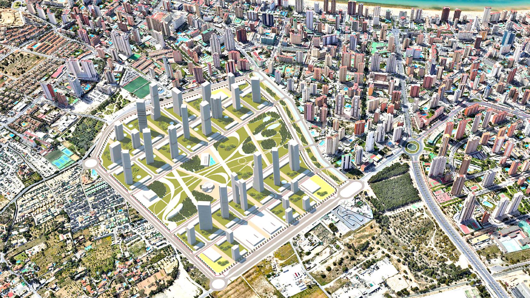 Recreación del plan de Ensanche Levante de Benidorm.