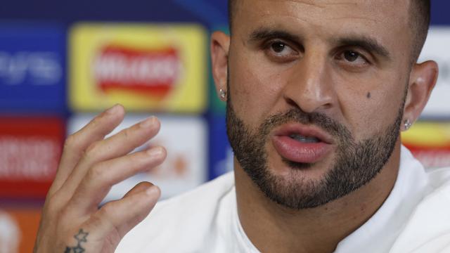 Kyle Walker, en rueda de prensa de la Champions League con el Manchester City