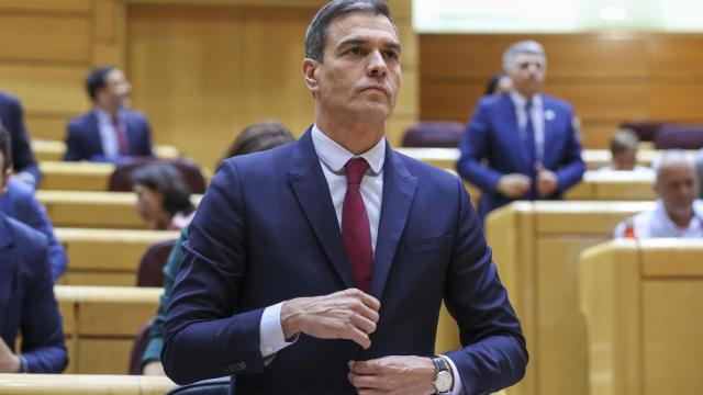 El presidente del Gobierno, Pedro Sánchez, este martes en el Senado.