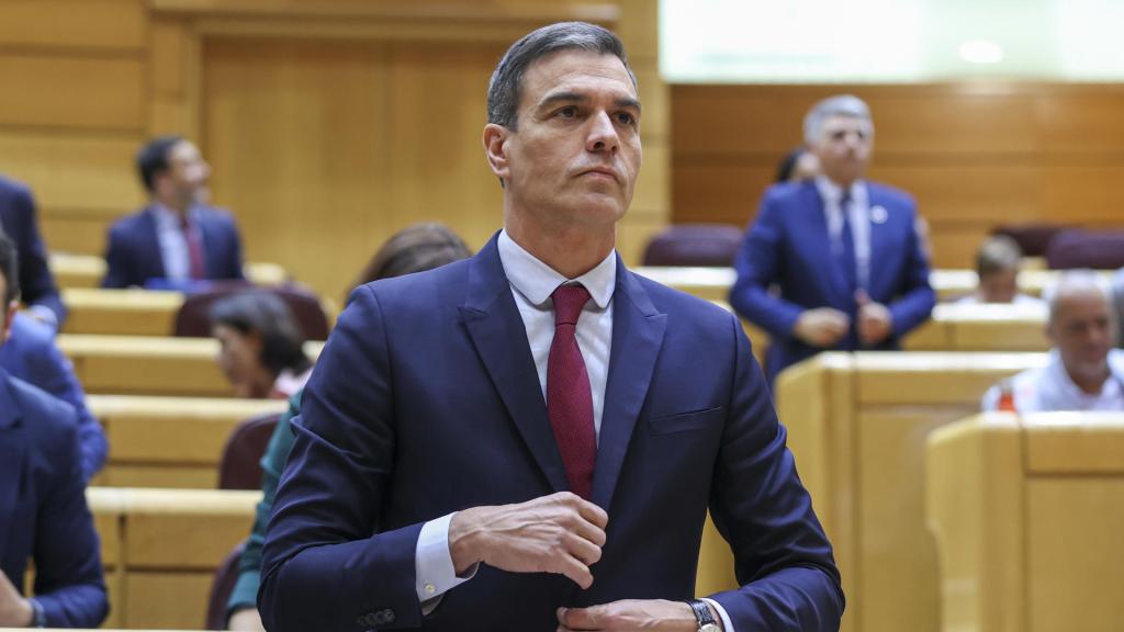 El presidente del Gobierno, Pedro Sánchez, este martes en el Senado.