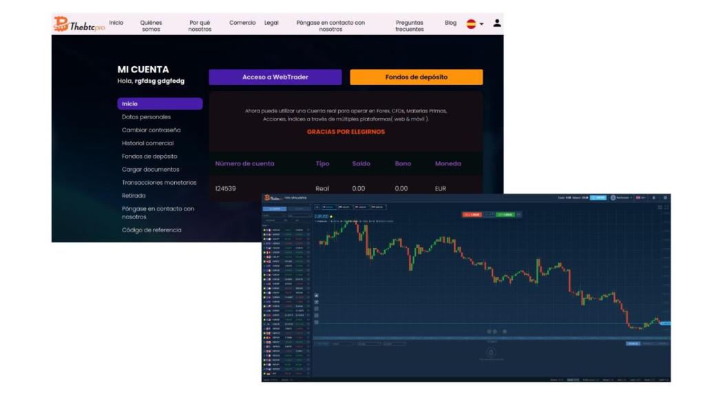 Web de estafas con criptomonedas