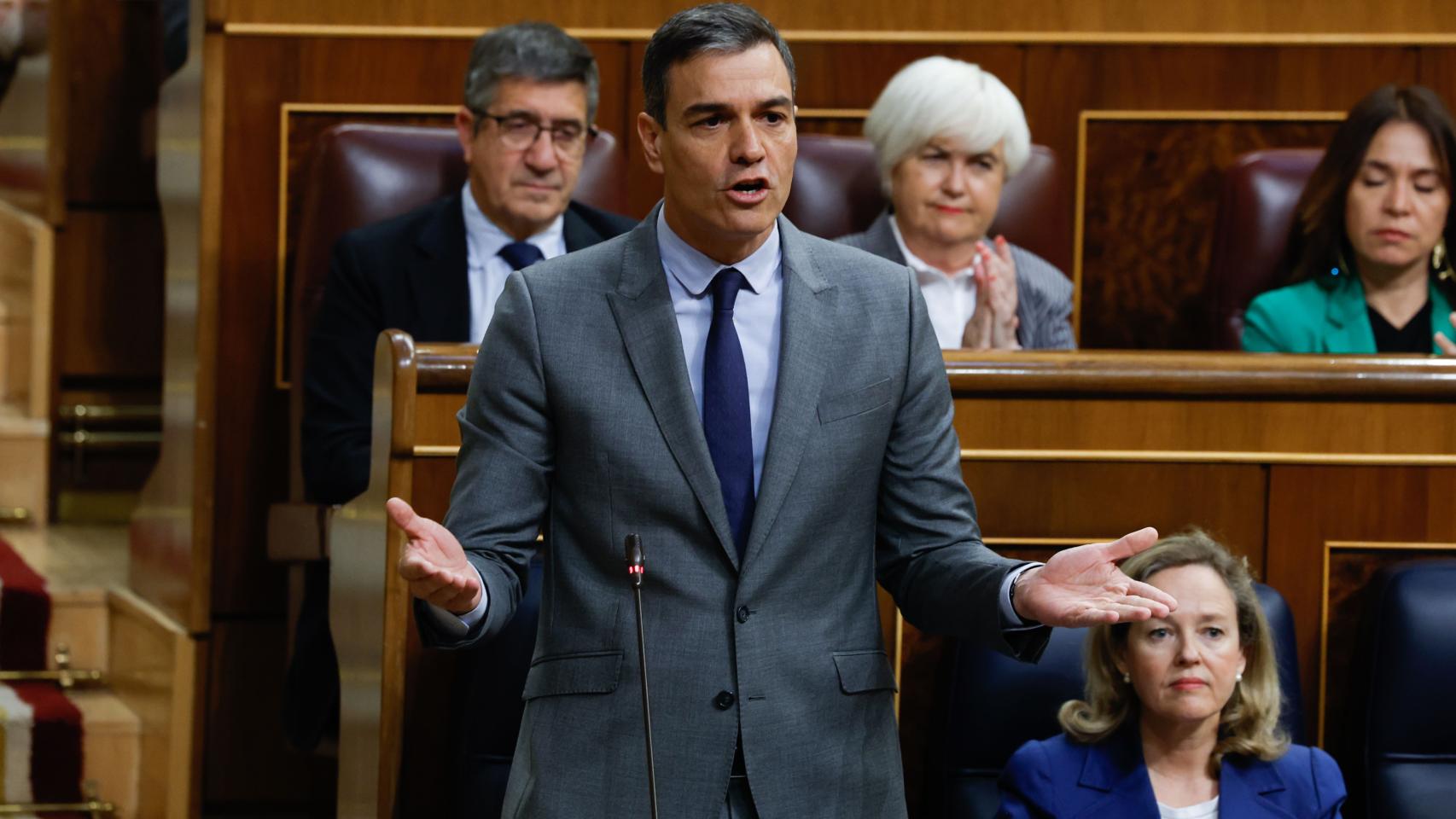 El presidente del Gobierno, Pedro Sánchez, este miércoles en el Congreso.