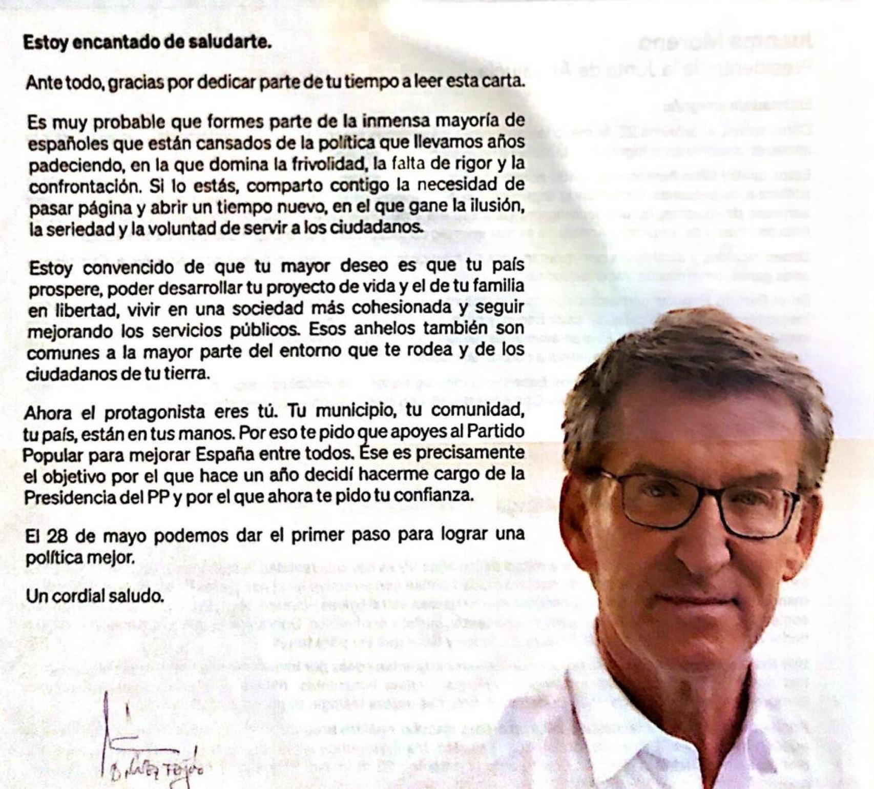 La carta electoral de Feijóo.