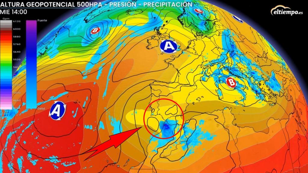 La situación de la DANA en el suroeste de España. El.Tiempo.es