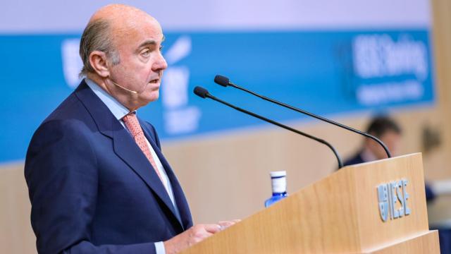 Luis de Guindos, vicepresidente del BCE, durante su intervención en el 18 Encuentro del Sector Bancario del IESE.