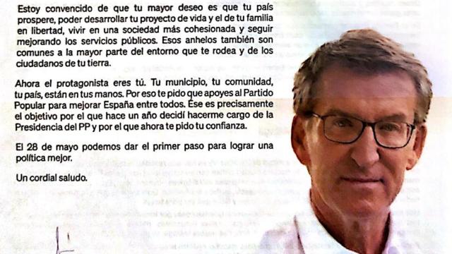 El mensaje de Feijóo en la carta electoral enviada a los malagueños.