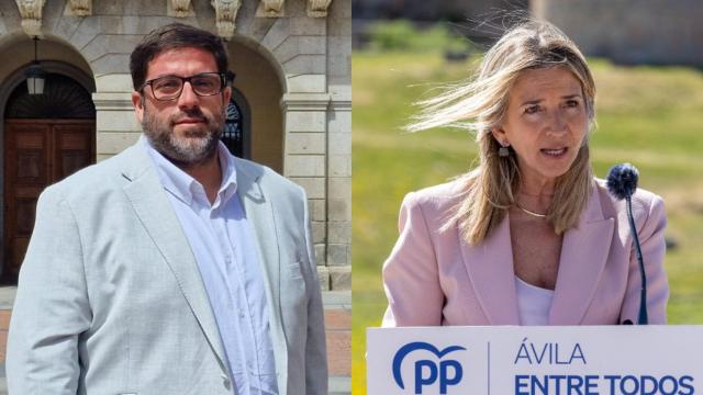El candidato de Por Ávila a la Alcaldía de la capital abulense, Jesús Manuel Sánchez Cabrera, y la del PP, Alicia García.