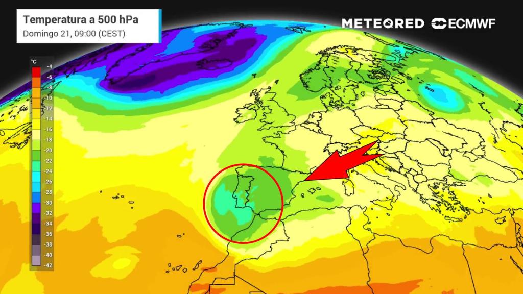 Las principales precipitaciones se producirían en el suroeste peninsular. Meteored.