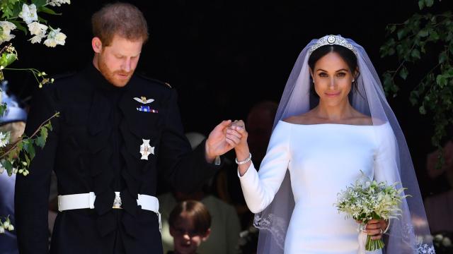 El príncipe Harry y Meghan Markle en la capilla de San Jorge en el Castillo de Windsor el 19 de mayo de 2018.
