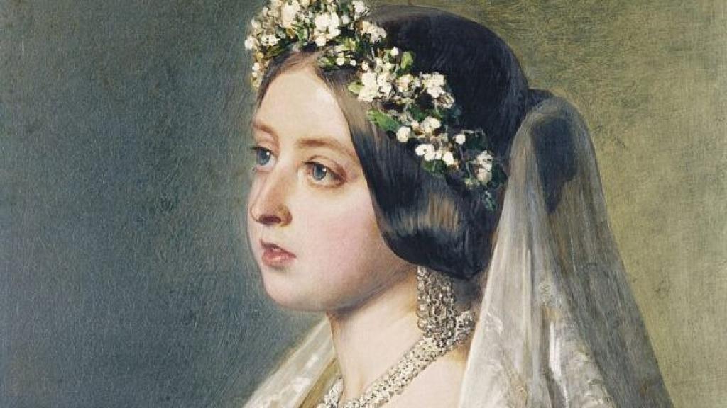 Retrato de Franz Xaver Winterhalter de  la reina Victoria vestida de novia. (Foto: The Royal Collection).