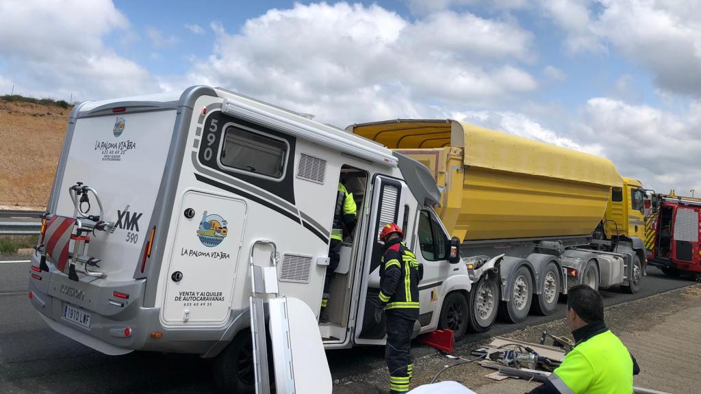 Imagen del accidente en la A-67 de Palencia