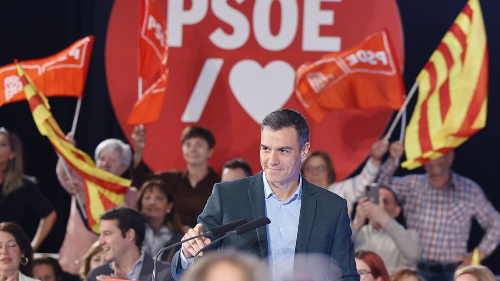Pedro Sánchez, presidente del Gobierno, en un mitin del PSOE en Zaragoza.
