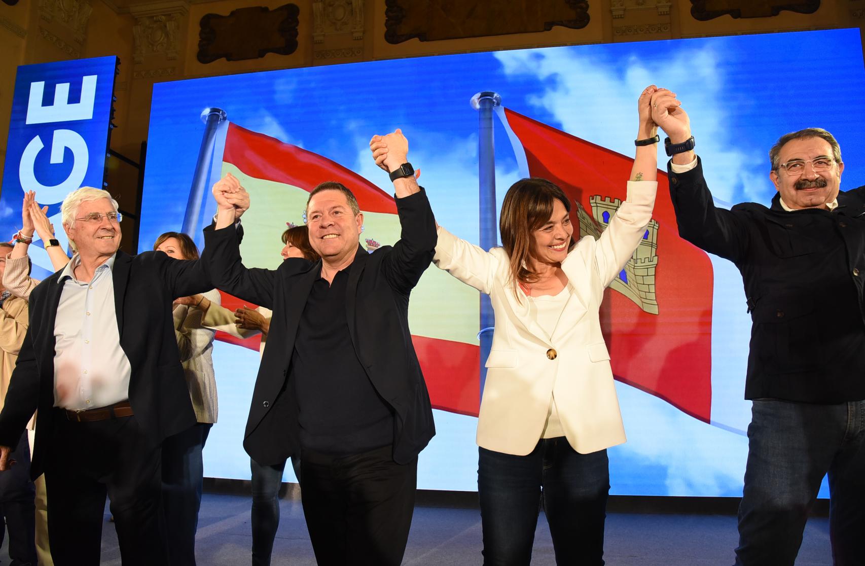 José María Barreda, Emiliano García-Page, Pilar Zamora y Jesús Fernández Sanz en un acto en Ciudad Real. Foto: PSOE CLM.