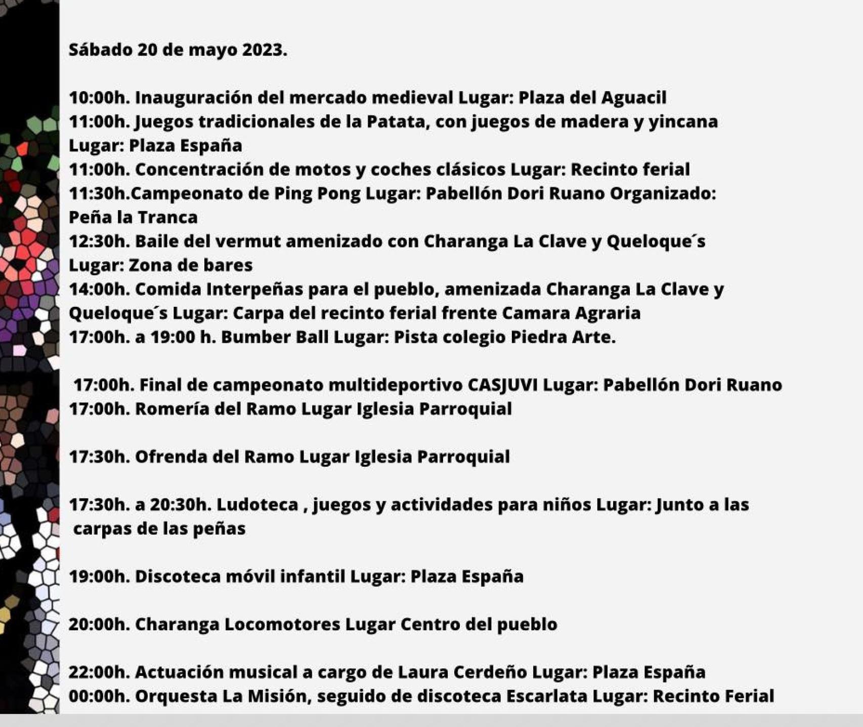 Programa de fiestas para el sábado