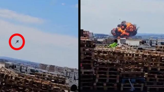 Un caza F-18 se estrella en la base aérea de Zaragoza durante una exhibición
