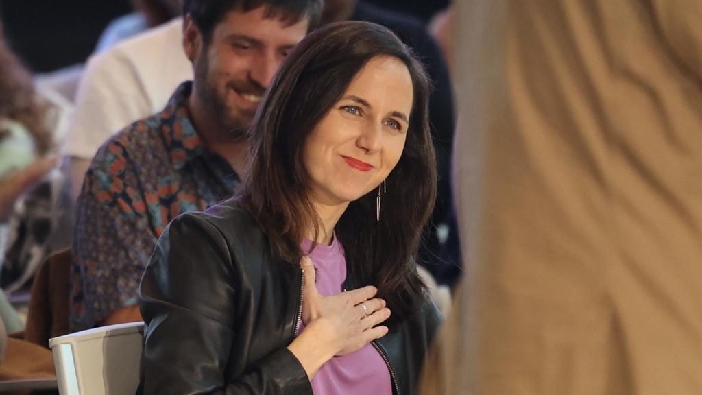 Ione Belarra, durante el acto de Unidas Podemos
