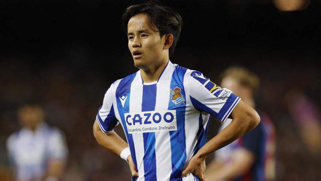 Take Tubo, durante el Barcelona - Real Sociedad.