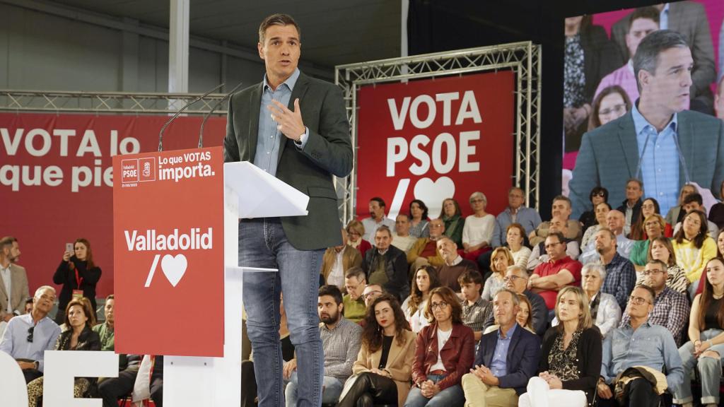 Pedro Sánchez, en un mitin de Valladolid.