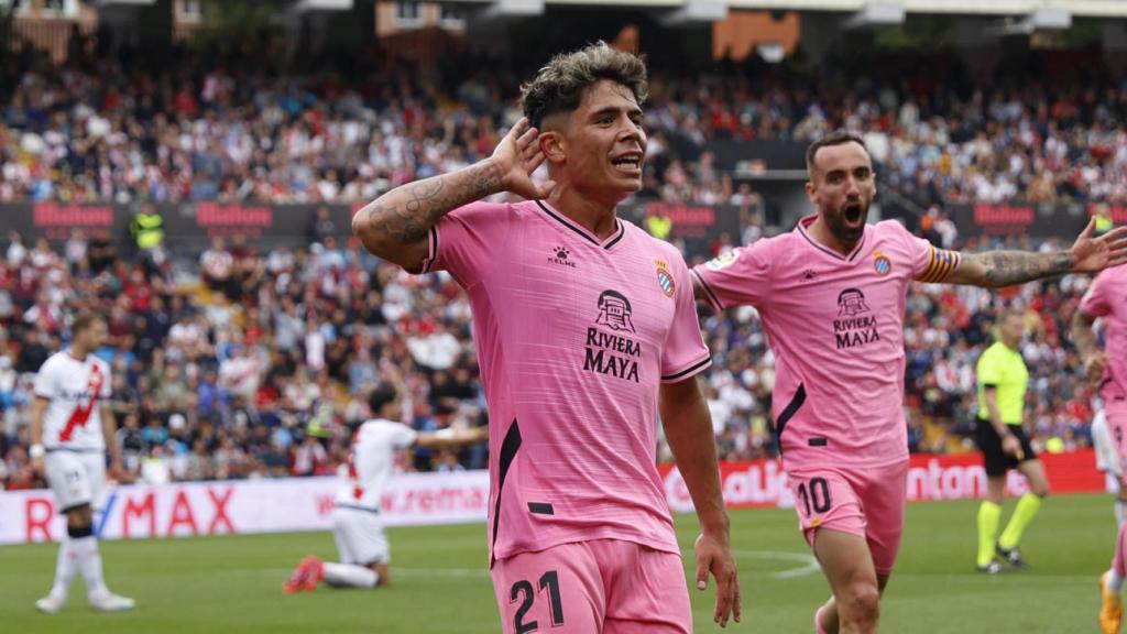 Nico Melamed, celebrando el gol de la victoria para el Espanyol ante el Rayo