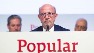 Emilio Saracho, presidente de Banco Popular, durante la Junta de Accionistas celebrada por la entidad en abril de 2017, dos meses antes de que se decidiera su resolución.