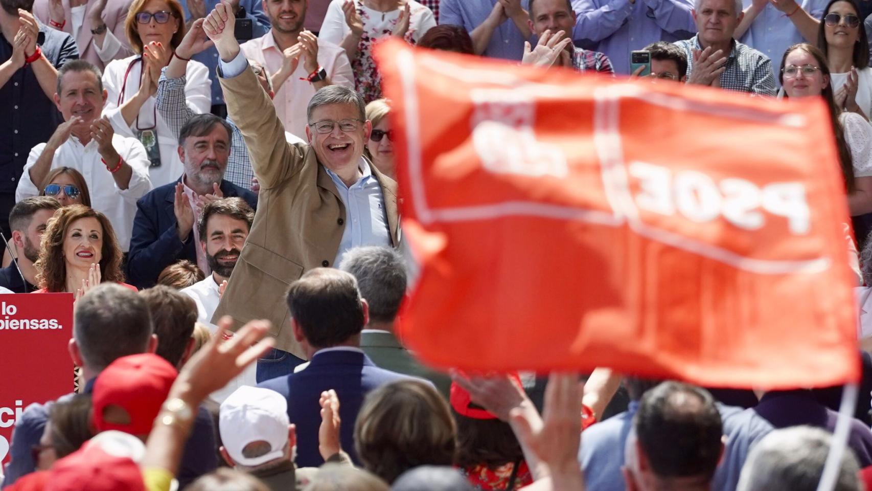Ximo Puig, durante el mitin del PSOE del pasado sábado. EE