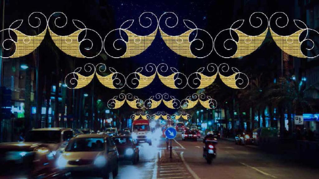 Recreación de cómo quedarán las luces en la Rambla.