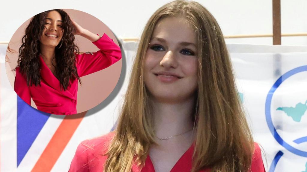 Leonor y el vestido que lució en su graduación, en un montaje de JALEOS.
