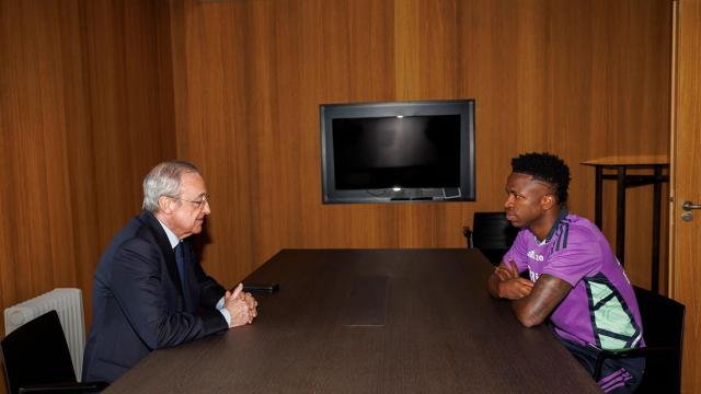 Florentino Pérez visita a Vinicius Jr. tras los insultos racistas en Mestalla