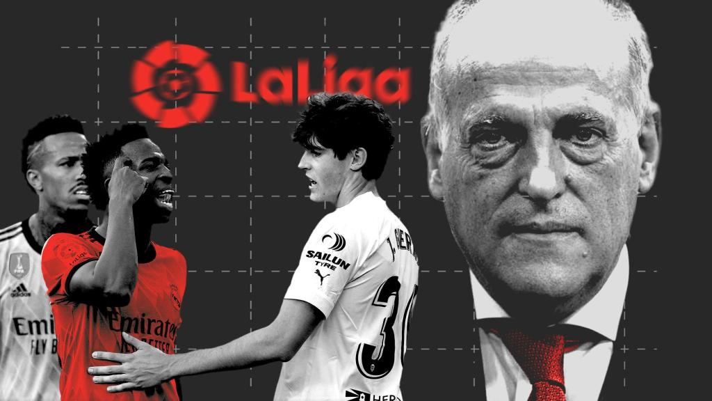 Javier Tebas y Vinicius Jr. en un fotomontaje