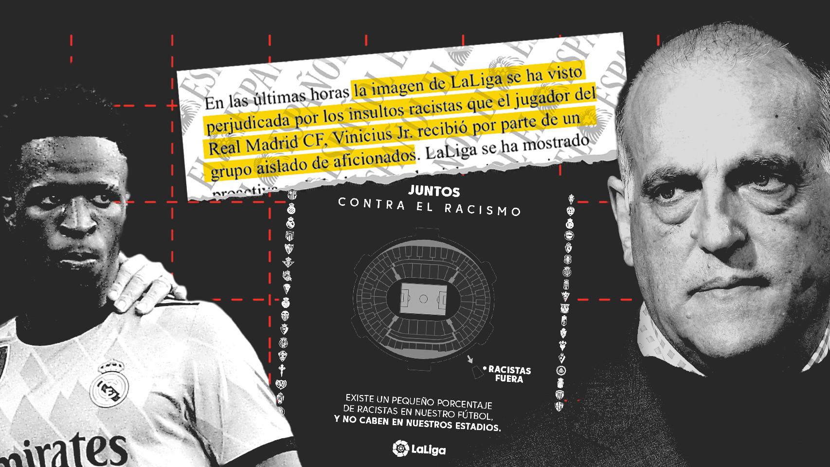 Vinicius y Javier Tebas, en un fotomontaje