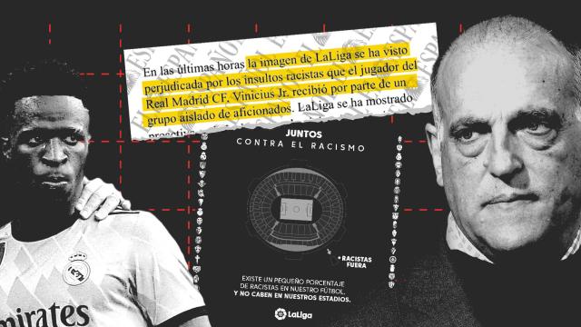 Vinicius y Javier Tebas, en un fotomontaje
