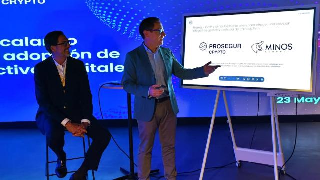 Alfonso Ayuso, CEO de Minos, y Pepe Fernández, director de innovación de Prosegur Crypto.