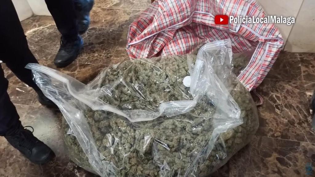 Marihuana incautada en un vehículo en Málaga capital.