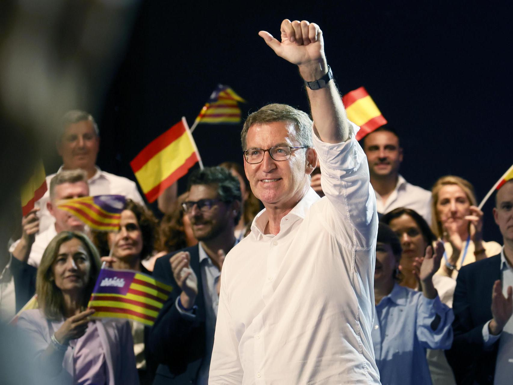 El presidente del PP, Alberto Núñez Feijóo, este miércoles en Palma de Mallorca.