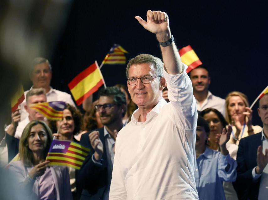 El presidente del PP, Alberto Núñez Feijóo, este miércoles en Palma de Mallorca.