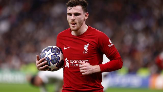 Andy Robertson, en un partido del Liverpool de la temporada 2022/2023
