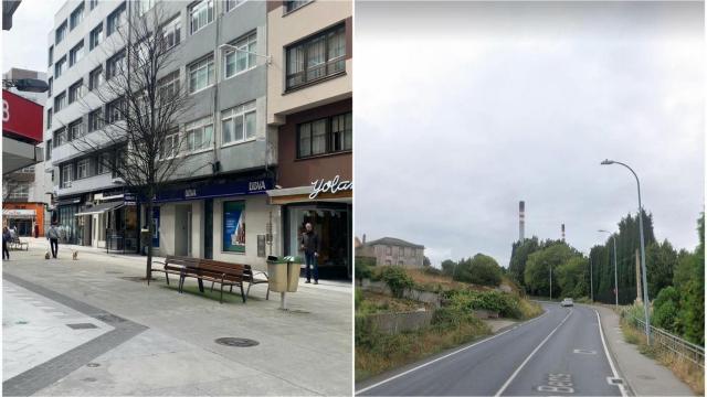 Avenida Barcelona en Agra do Orzán y la carretera de Bens