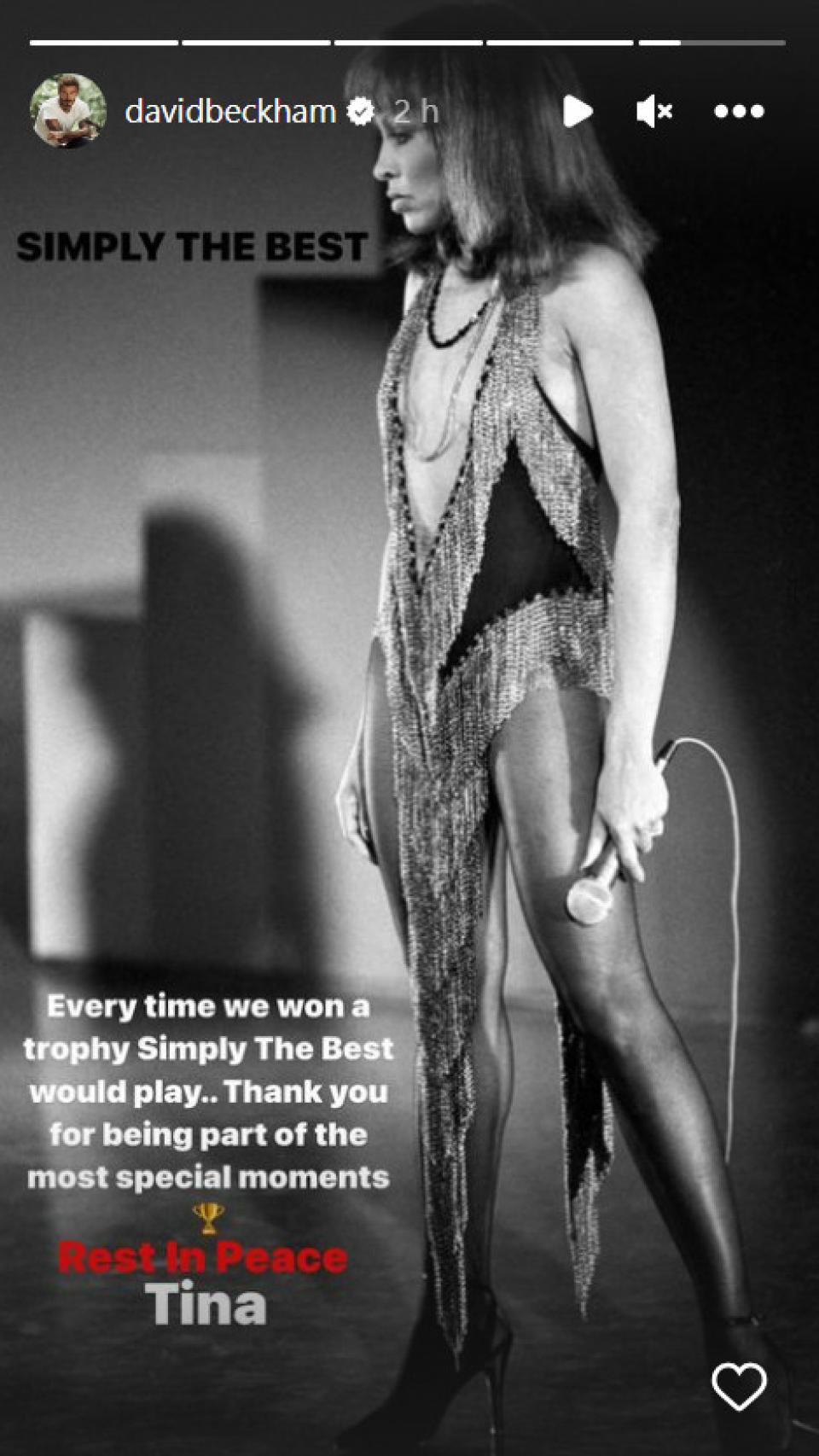David Beckham despide a Tina Turner a través de las redes.