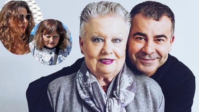 Jorge Javier Vázquez en un montaje de EL ESPAÑOL junto a su madre, María Morales, y sus hermanas, Ana y Esther.