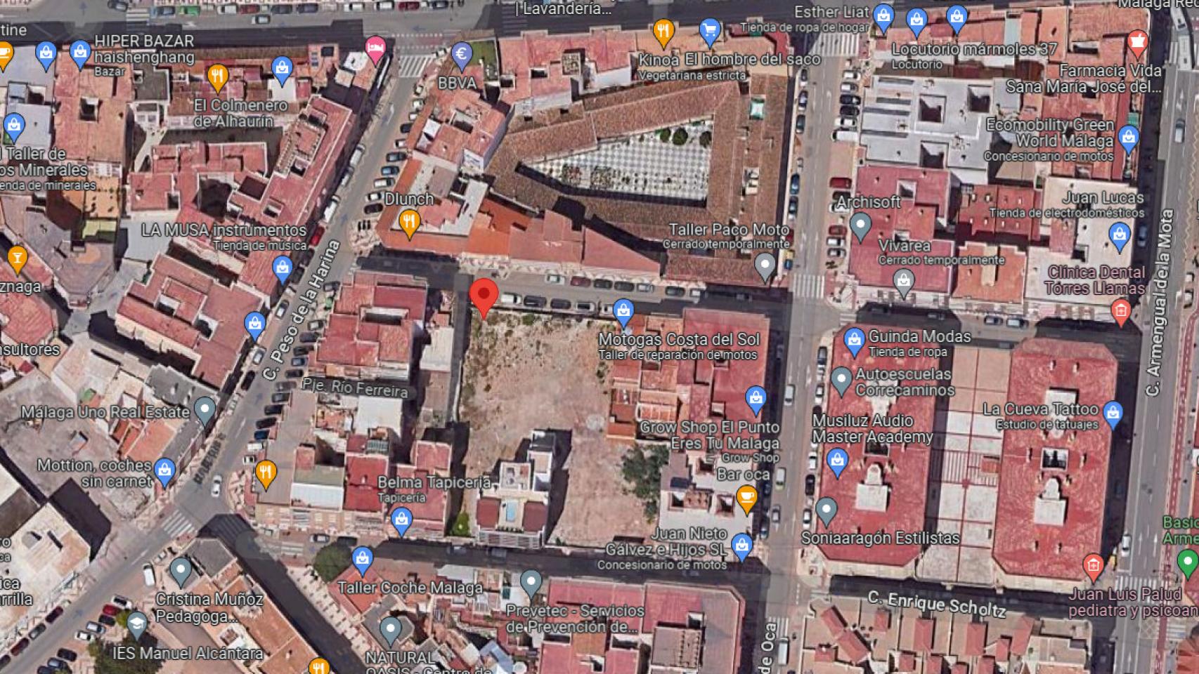 Vista de la zona de El Perchel donde se proyecta la construcción de estas 24 viviendas.