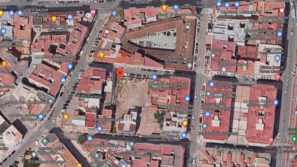 Vista de la zona de El Perchel donde se proyecta la construcción de estas 24 viviendas.