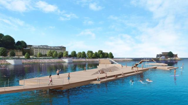 La plataforma flotante de O Parrote de A Coruña, más cerca