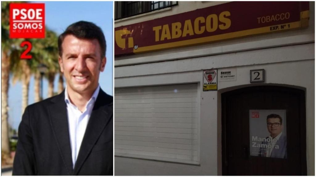 Francisco Flores, el número 2 del PSOE de Mojácar que ha sido detenido por la Guardia Civil, regenta un estanco.