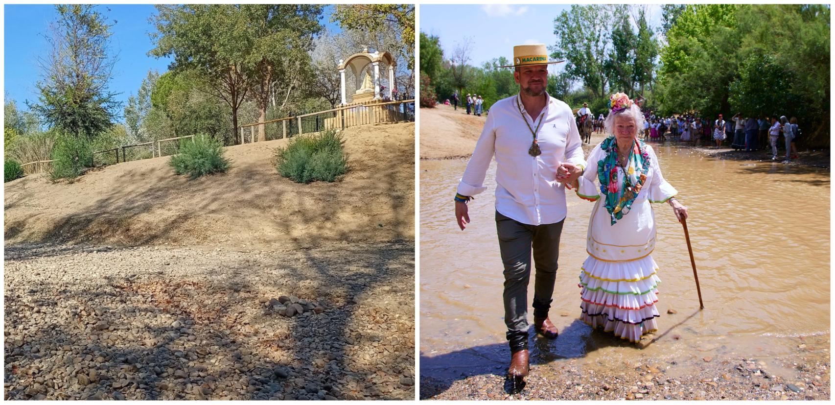 El Guadiamar antes y después de las lluvias.