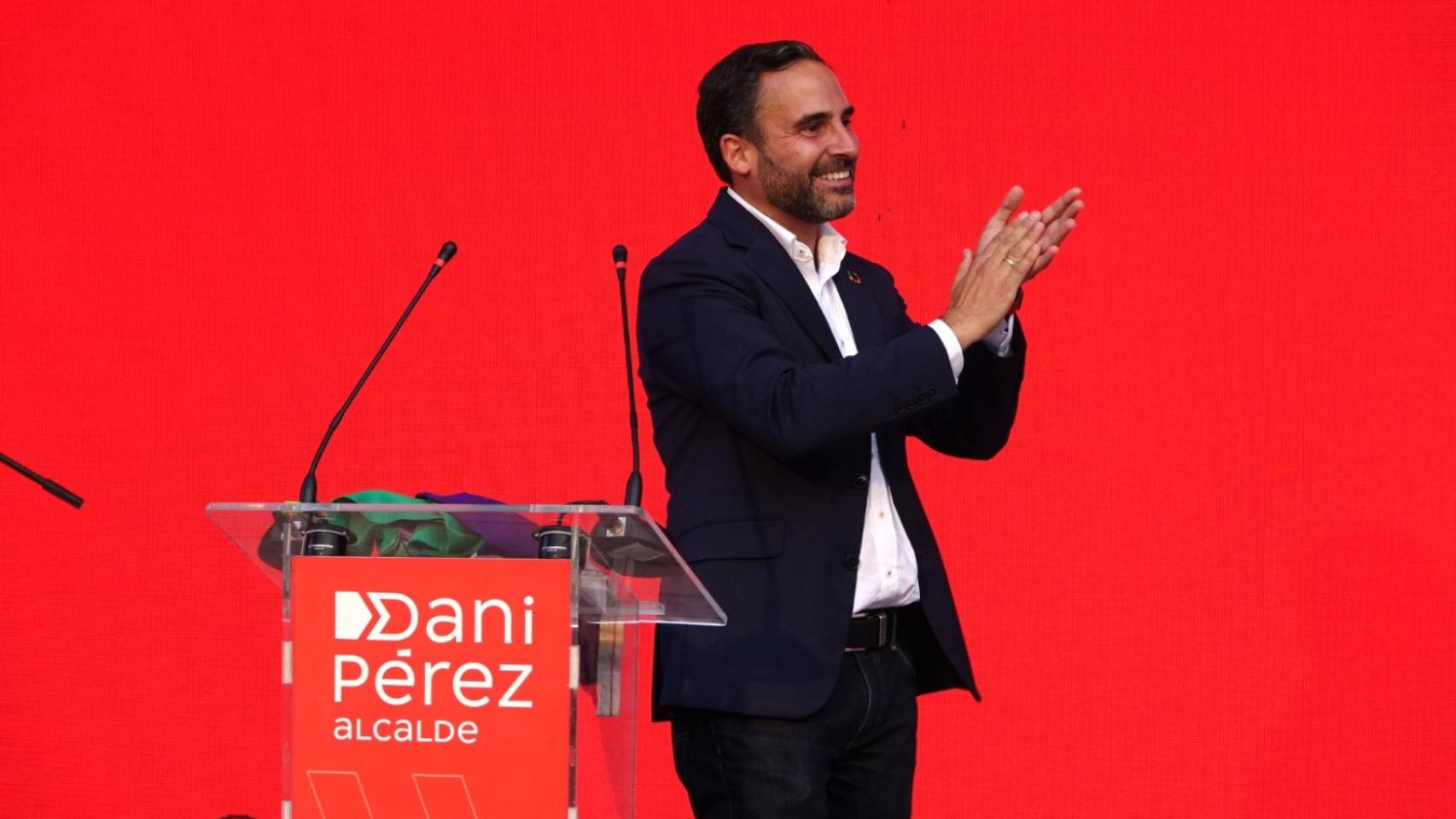 Dani Pérez durante el acto de fin de campaña.